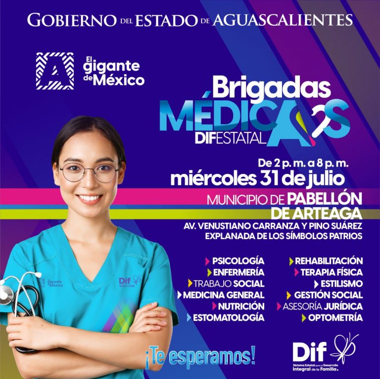 DIF ESTATAL LLEVARÁ SERVICIOS MÉDICOS GRATUITOS A PABELLÓN DE ARTEAGA ESTE MIÉRCOLES 31 DE JULIO