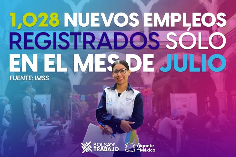 MÁS DE MIL NUEVOS EMPLEOS FORMALES REGISTRÓ AGUASCALIENTES DURANTE JULIO